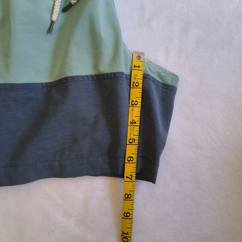 Faherty Beacon Swim Trunks Board Shorts Mens Small Green Blue Colorblock Lined